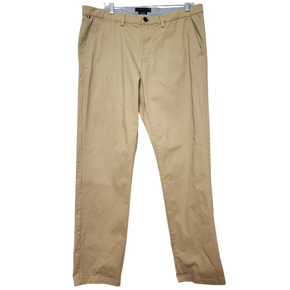 Tommy Hilfiger Straight Fit Chino Khaki Pants Tan Size 36